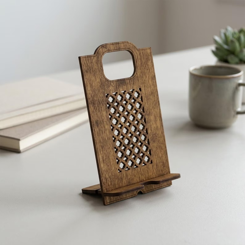 Boho Lattice Wood Phone Charging Dock Wall‑Mountable Holder