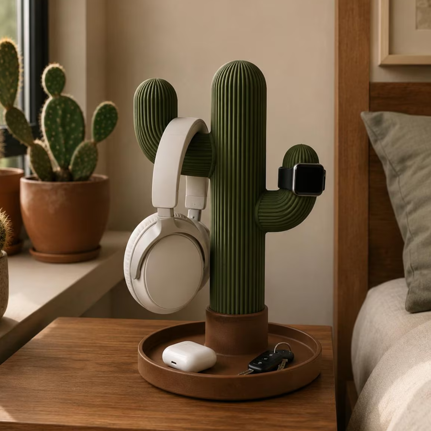 Cactus‑Shaped Multi‑Purpose Desk Organizer Headphone Holder