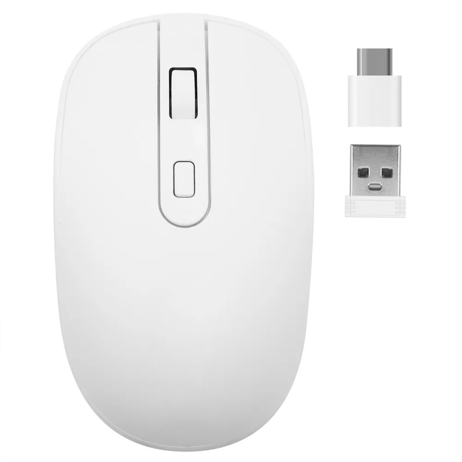 White Dual‑Mode 2.4G Wireless Mouse With Usb‑A & Type‑C Receiver